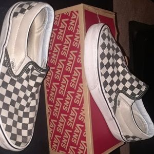 Checkered Vans Slip Ons